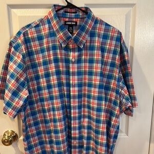 Lands' End Men's Blue Plaid Shirt XXL